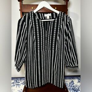 Christopher & Banks Black and White Textured Blouse Top Women’s Large